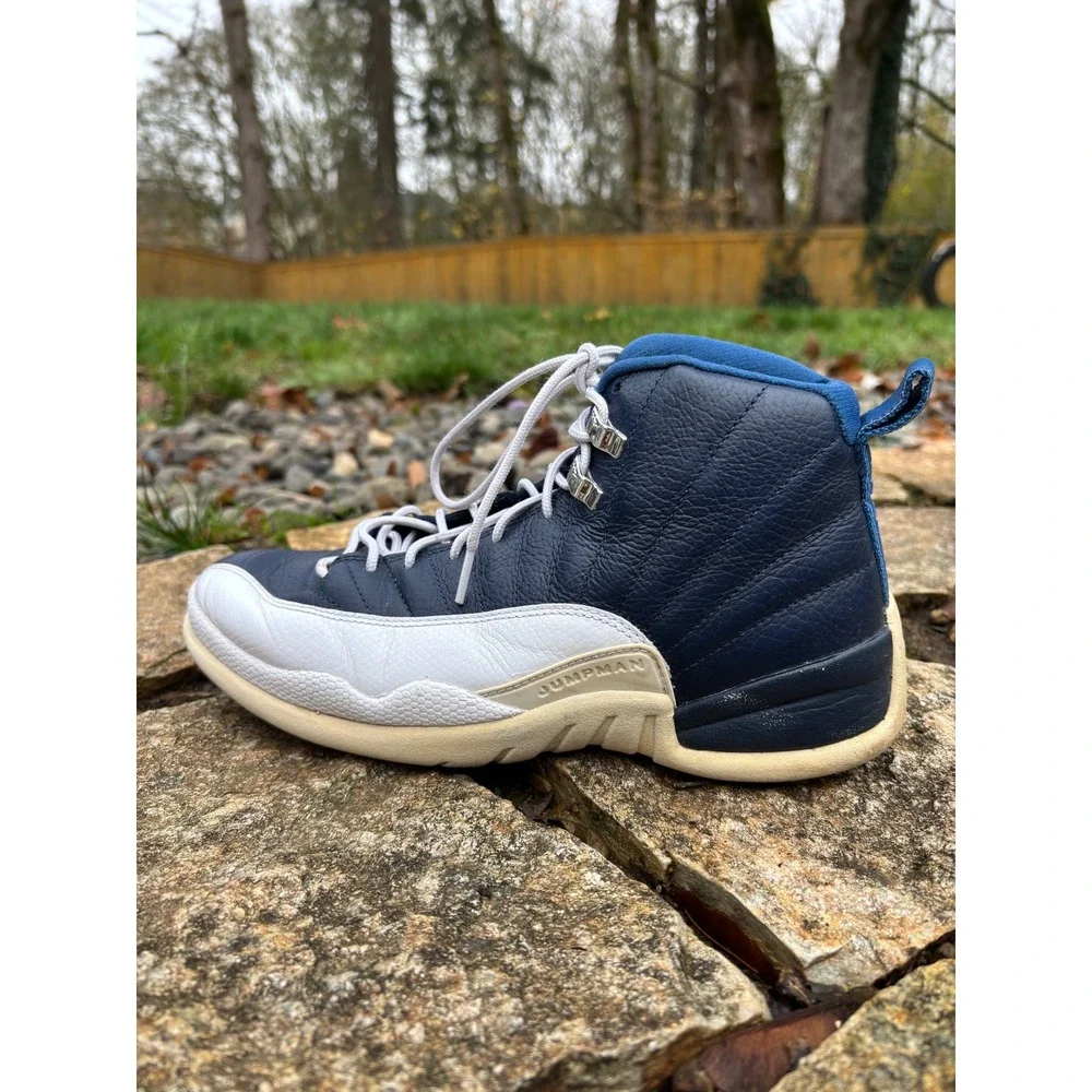 Air Jordan 12 Retro 2012 Obsidian White Navy Leather Men's Size 8 (130690-410)